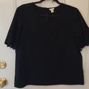 J crew blouse eyelet sleeves